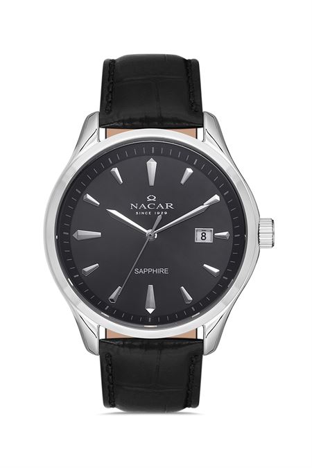 SİYAH HAKİKİ DERİ ERKEK KOL SAATİ