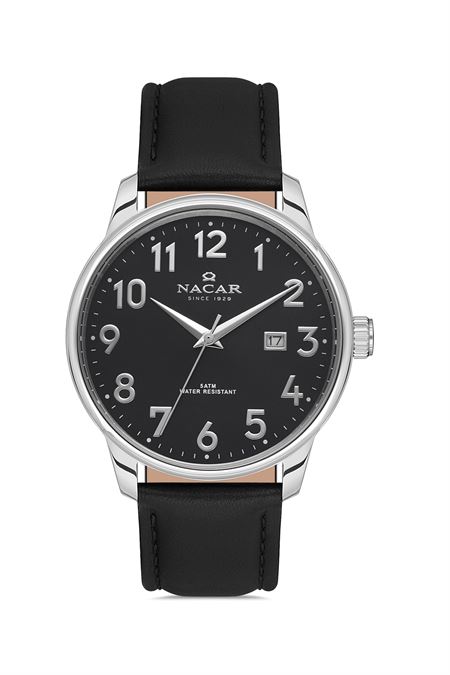 SİYAH HAKİKİ DERİ ERKEK KOL SAATİ