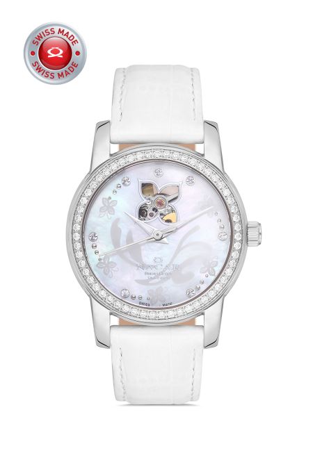 BEYAZ HAKİKİ DERİ KADIN KOL SAATİ