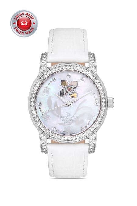 BEYAZ HAKİKİ DERİ KADIN KOL SAATİ