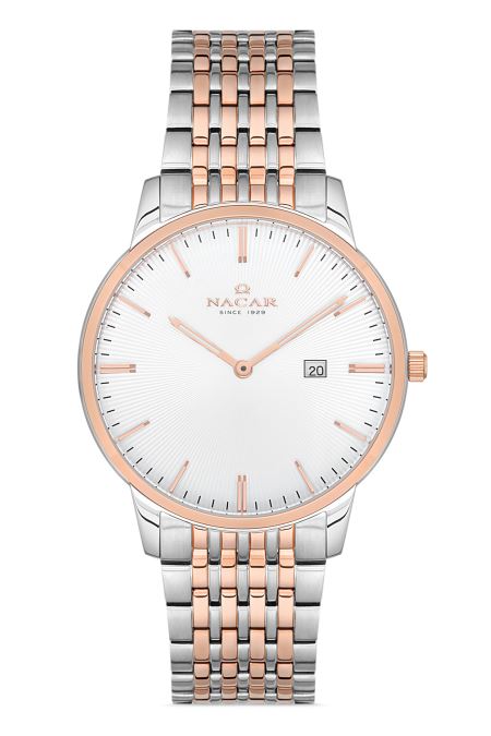 ÇELİK - PEMBE METAL BAND ERKEK KOL SAATİ