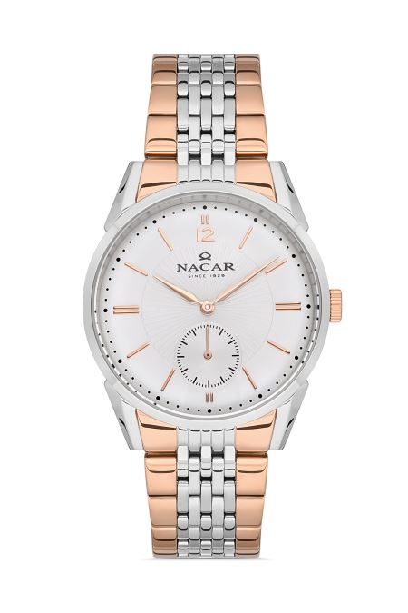 ÇELİK - PEMBE METAL BAND ERKEK KOL SAATİ