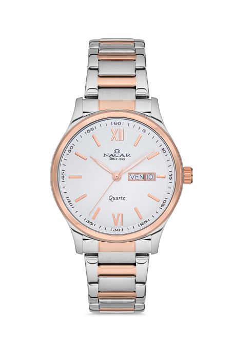 ÇELİK - PEMBE METAL BAND ERKEK KOL SAATİ