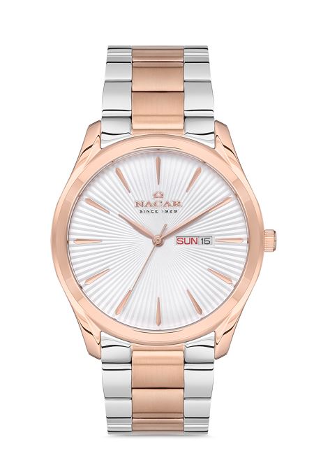 ÇELİK - PEMBE METAL BAND ERKEK KOL SAATİ