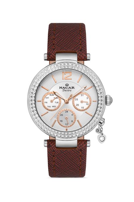 KAHVERENGİ HAKİKİ DERİ KADIN KOL SAATİ