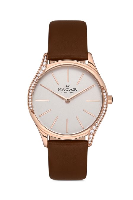 KAHVERENGİ HAKİKİ DERİ KADIN KOL SAATİ