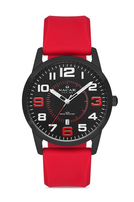 KIRMIZI SİLİKON ERKEK KOL SAATİ