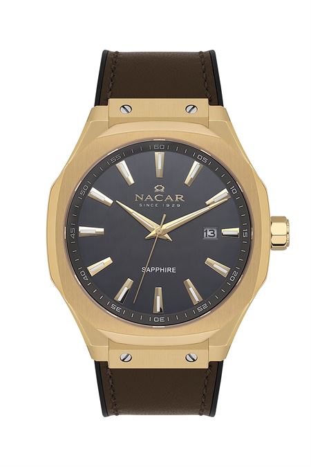 GRİ HAKİKİ DERİ ERKEK KOL SAATİ