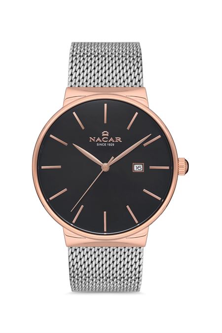 GÜMÜŞ HASIR BAND ERKEK KOL SAATİ