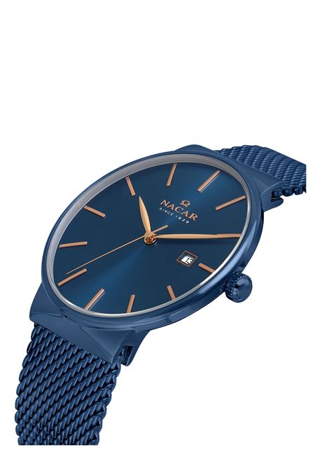 MAVİ HASIR BAND ERKEK KOL SAATİ