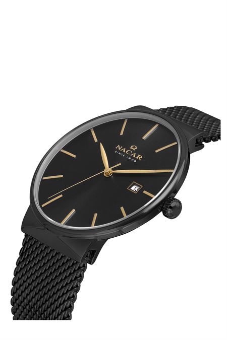 SİYAH HASIR BAND ERKEK KOL SAATİ